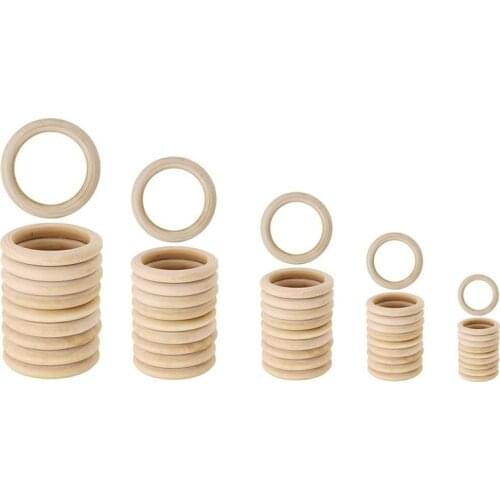 50pcs 25mm/30mm/40mm Wooden Baby Teething Rings Infant Teether Toy DIY Accessories For 3-12 Month Infants Tooth Care Products