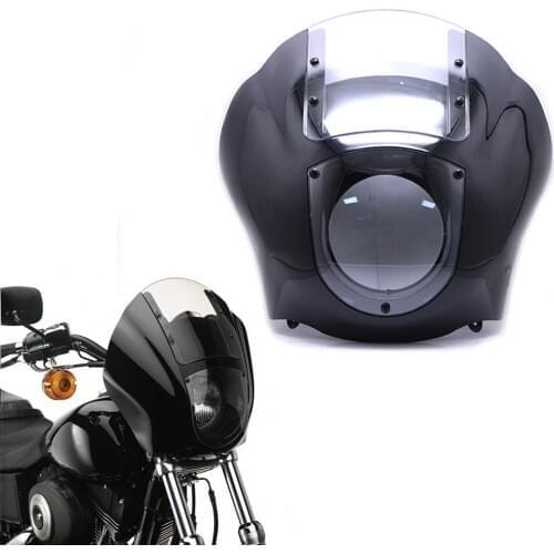 Smoke Motorcycle Quarter Front Headlight Fairing For Harley Dyna Low Rider Super Wide Glide 1986-17 Sportster XL 1200 883 Iron