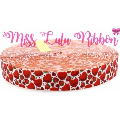 5/8" 16mm Fresh Fruits Printed Elastic Ribbon Strawberry/Pineapple Pattern Christmas Decor Webbing DIY Hair bows 10yards/roll