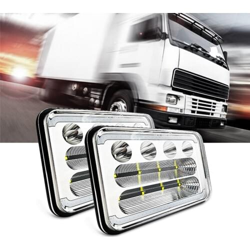 4x6 Inch LED Headlight Blue Halo Turn Signal Sealed High/low Beam Replacement IP67 For Peterbilt Kenworth Freightinger