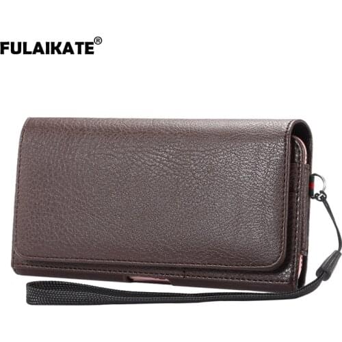 FULAIKATE 5.7" Litchi Wallet Bag for iPhone6s 7 Plus Card Waist Universal Holster for Samsung Note5 4 Case for Huawei Mate7 8