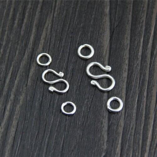 Fyla Mode Silver 925 Jewelry Hook Clasp Connectors Pure Silver S Hook Clasps Charms Pendant Small And Large 4pcs WTL012