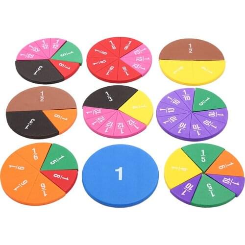 Circular Numbered Fractions Mathematics Teaching Tool EVA Round Shape Fractions Instrument Montessori Educational Math Toys