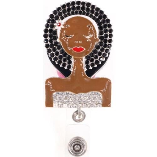 Sparkly Medical Rhinestone Retractable ID Black Girl Magic Nurse Badge Reel/Holder for Nurse Accessories