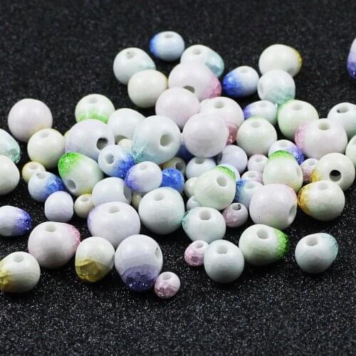 WLYeeS 6mm to 12mm Ice Crack Ceramic beads Light Color Style Spacer Loose beads fit Jewelry Bracelet Necklace Making DIY Finding