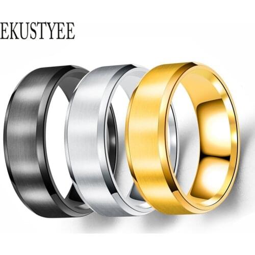 316L Stainless Steel Rings 8mm Wedding Rings for Men 2020 Classic Ring Male