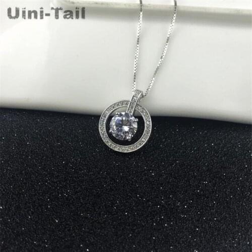 Uini-Tail hot new 925 sterling silver Korean micro-set round pendant necklace womens fashion trend high quality jewelry gift