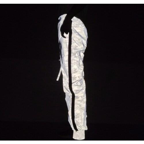 2021 Mens New Camouflage Reflective Pants Side Zipper Breathable Sports Casual Pants