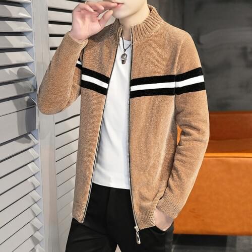 Mens Knitwear Cardigan Korean Trend 2021 Spring and Autumn New Mens Sweater Personalized Sweater Thin Jacket