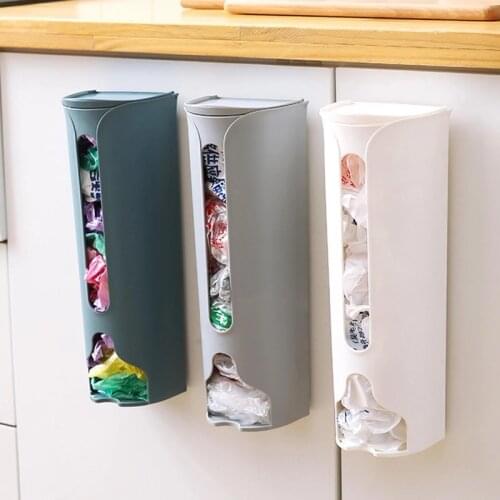 Wall Mounted Garbag Bag Box Trash Bag Storage Box Plastic Bag Container Trash Bags Holder Rack Sundries Organizer Home Supplies
