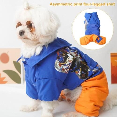 Non-pilling Nice-looking Thickened Pet Dogs Coat Costume Four-leg Pet Apparel Stitching Color for Casual