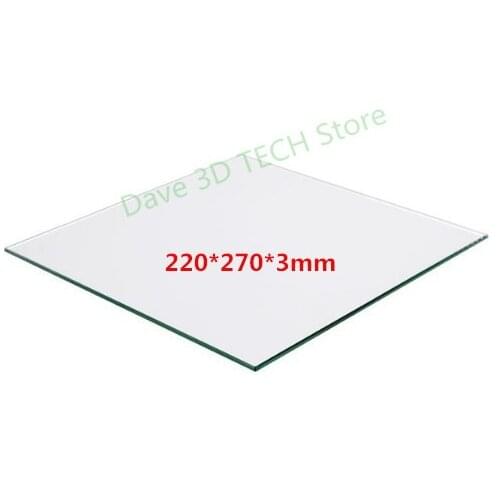 220x270x3mm BOROSILICATE GLASS BUILD PLATE for Anet E10 3D Printers Custom glass