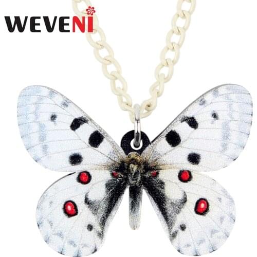WEVENI Acrylic Parnassius Bremeri Butterfly Necklace Pendant Collare Fashion Spring Insect Jewelry For Women Girls Charms Bijoux