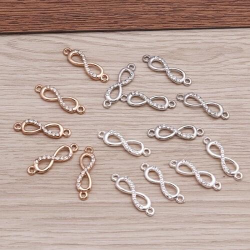 10pcs 23x10mm Crystal Infinity Charms for Jewelry Making Fashion Earring Pendant Connectors Bracelet Necklace Charm Accessories