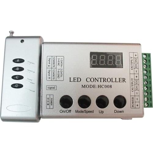 HC008 4Keys DC 5V 12V 24V programmable RGB led pixel controller 133 effect modes dimmer for WS2812 WS2811 2801 LED Strip Light