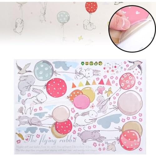 Removable Balloon Rabbit Wall Sticker for Children Bedroom Decor Wall Sticker