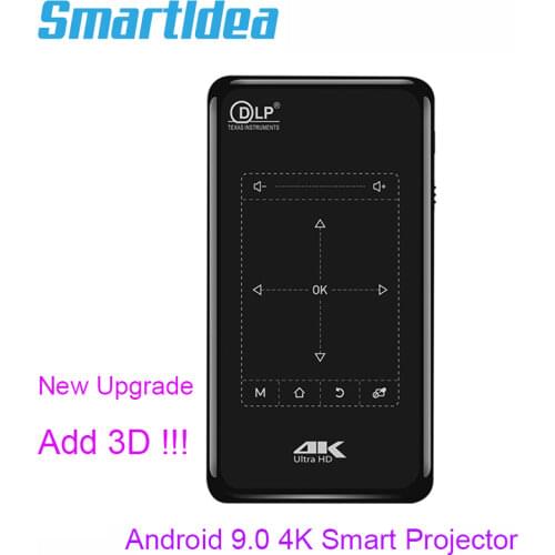 Smartldea 4K Mini Mobile Projector Android 9.0 , BT4.1 Portable HD Proyector Beamer 5000mAh Battery touch keys Airplay Miracast