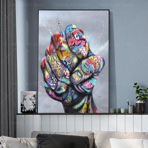 Modern Graffiti Street Art About Fist Canvas Painting Poster Print Wall Art Picture For Living Room Home Decor Frameless