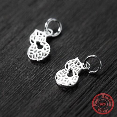 UQBing Wholesale Silver Charms Jewelry Findings Pure 925 Sterling Silver Hollow Gourd Pendant Charms Pendant For DIY