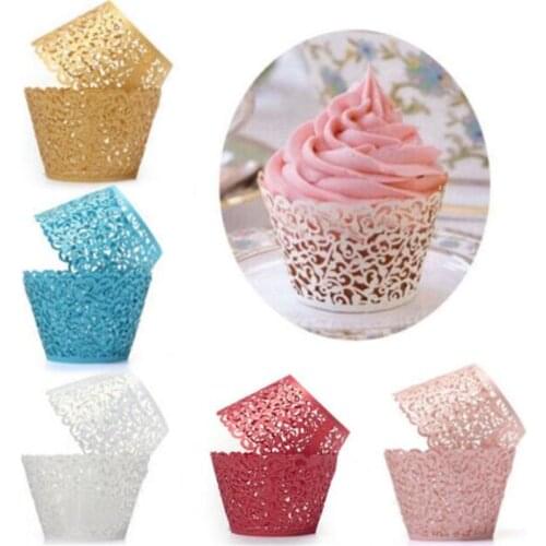 Lot Little Vine Lace Laser Cut Cupcake Wrapper Liner Baking Cup For Home Wedding / Birthday / Christmas Party Decoration