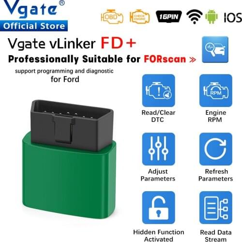 Vgate vLinker FD+ ELM327 BT-wireless 4.0 For Ford FORScan wifi OBD2 Car Diagnostic OBD 2 Scanner J2534 Auto Tool ELM 327 V 1 5