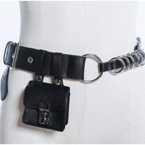 Women Vintage Bag Genuine Leather Fanny Pack for Women Casual Waist Mini Black Bags Chain Women Waist Bags 2021 New Fashion