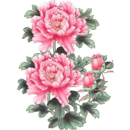 Large Size Waterproof Temporary Tattoo Peony Plum Lotus Flower Wolf Fish Body Art On Back Tatto Stickers Flash Fake Tattoos