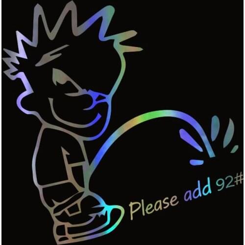 Funny Cartoon Children Pee, Please Add 92 Car Stickers Pvc Auto Motorcycle Decorative Fuel Tank Cap Waterproof Beautiful Decal