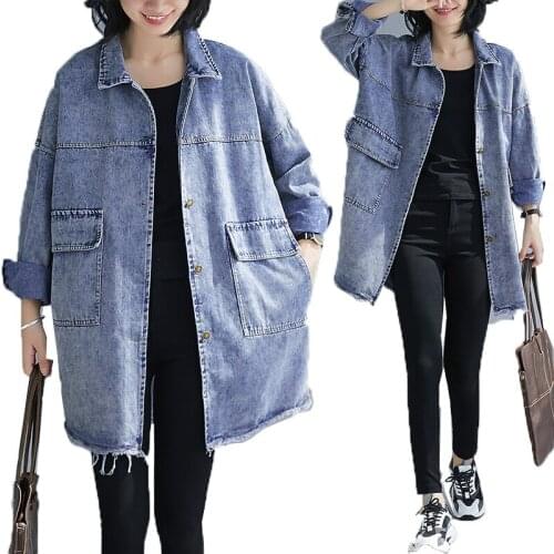 Blue Denim Jacket Women Spring Autumn Denim Jacket Jeans Coat Casual Harajuku Streetwear Female Vintage Jeans Coat Outerwear