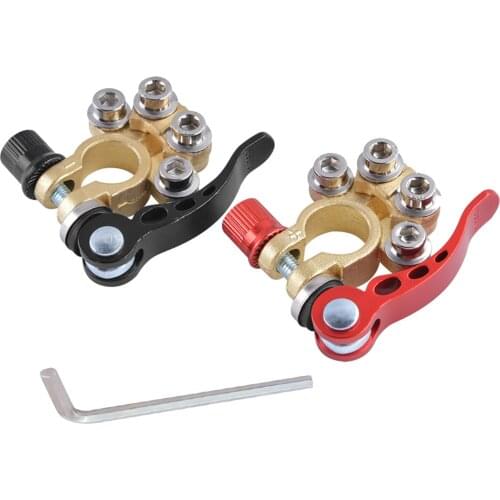 1 Pair Brass Battery Terminals Connectors Clamps, Top Post Battery Terminal Protector Set for Marine Car Boat RV Vehicle