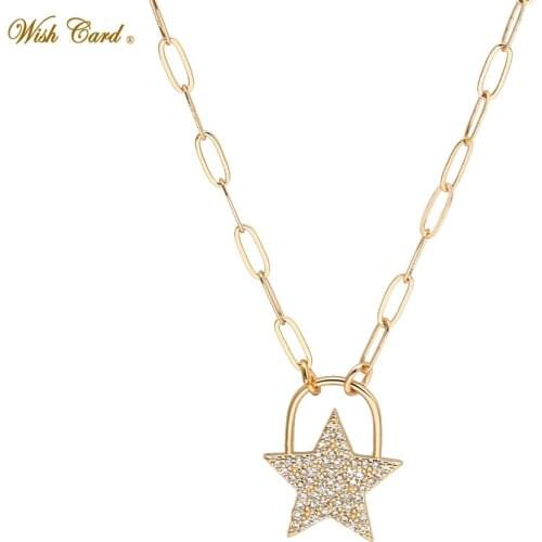 Wish card Fine 1PC letter LOVE Necklace Lock Pendant Hollow Star Charm Women Jewelry for Girl Gift Birthday Party BD205