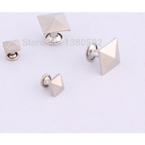 100sets square Shape Metal silver color snap Buttons 2 part rivets for Bag garment accessories