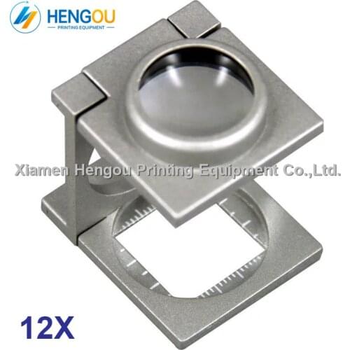 Full Stainless Steel Folding 12 times magnifying glass for Offset Printing Machine Roland etc