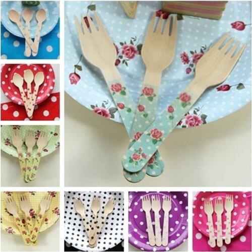 120PCS Eco Wooden Disposable Fork Dessert Forks Casual Using Picnic Tableware high quality Party Supplies Cutlery Free Ship