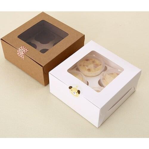 20 Pcs Paper Gift Box with Window Wedding Baby Party Kraft Paper Muffin Cake Boxes Food Packaging Boxes for Gifts Cupcake Box