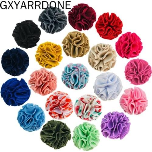 30pcs/lot 2020 New 4inch Prints Waffle Fabric Flower Waffle Flower For Girls Hair Headband Clothing Accessories DIY Headwear