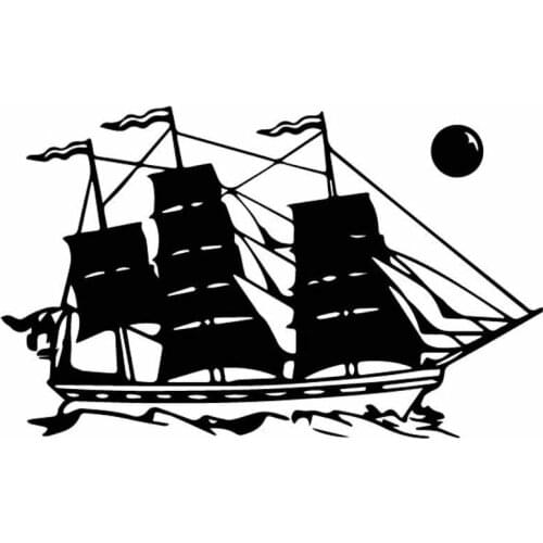 Car Stickers Dazzling Big Ship Sailing PVC Car Decoration Accessories Stickers Creative Waterproof Black/white,17cm*11cm