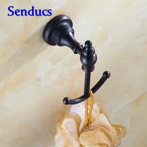 Free shipping luxury solid brass bath robe hook with fashion bathroom black bronze towel hook, newly product brass clothes hook