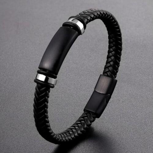 Luxury Genuine Leather Combination Three Color Mens Leather Braided Bracelet Elegant Charm Birthday Jewelry Accessories