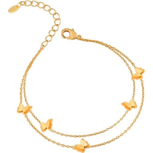 LEEKER 5pcs Butterfly Stainless Steel anklets Jewelry for women Summer Beach Ankle Bracelet Foot Chain 020 K2