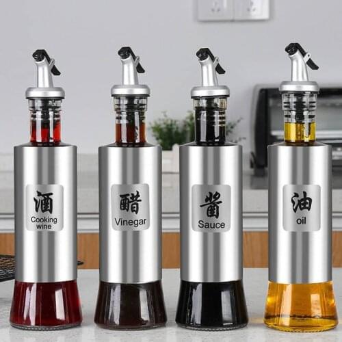 Japanese Style Stainless Steel Glass Oil Can, Soy Sauce Bottle, Seasoning Bottle, Kitchen Sorting Gadget, Practical Oil Can