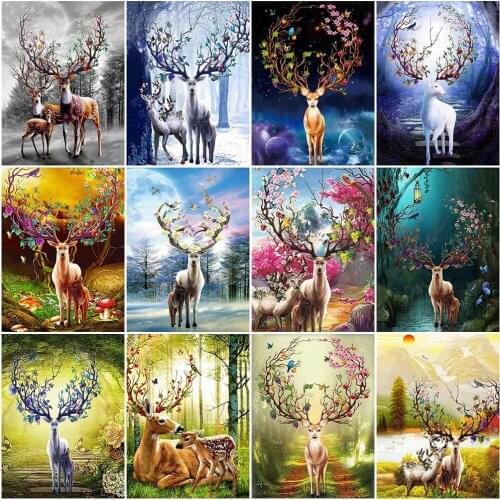 Deer Flower 5D DIY Diamond Painting Pictures Of Rhinestones Animal Full Drill Cross Stitch Kits Mosaic Embroidery Home Decor
