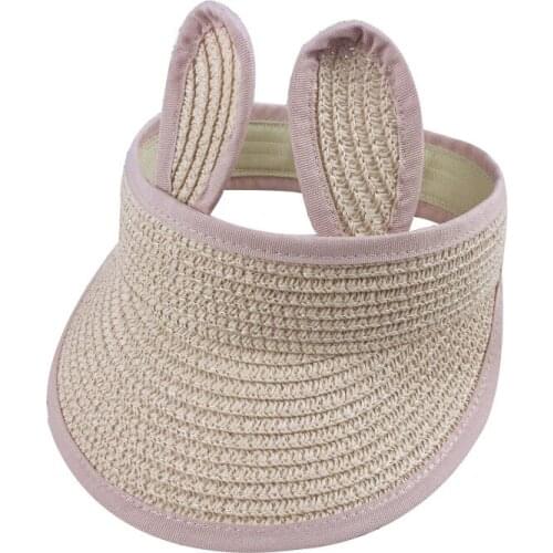 Disney Childrens Bunny Ears Beach Hat Folding Straw Hat Boys Girls Sunshade Sun Hat