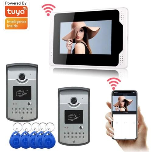 WIFI Video Doorbell Tuya APP Intercom for Home 7in Touch Panel Monitor with 1080P RFID Camera Night Vision