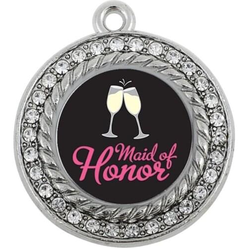 Custom Design DIY ECO Friendly Metal Sticker Cheering Maid Of Honor Charm Pendant For Women