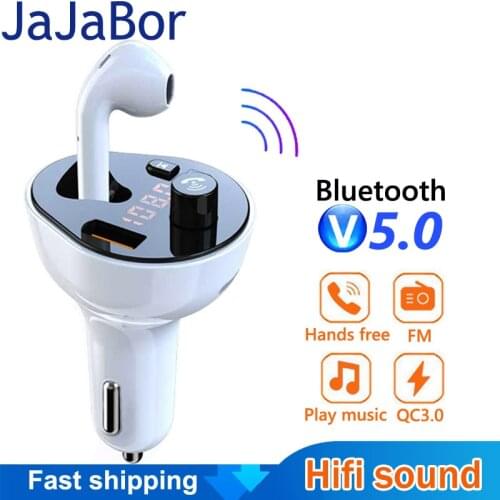 JaJaBor FM Transmitter Car Kit Handsfree Bluetooth Headset Earphone MP3 Player USB QC3.0 PD Type C Fast Charging FM Modulator