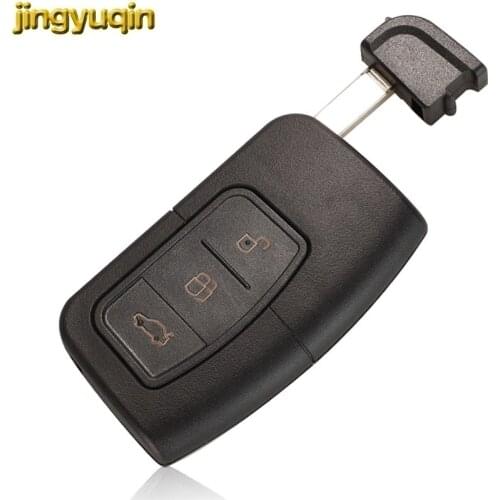 Jingyuqin Remote Car Key Shell For Ford Focus Mondeo Galaxy S-Max C-Max Kuga 2016+ 3 Button Smart Keyless Entry Housing