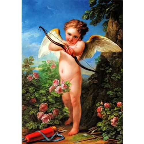 Free shipping cute angel canvas prints oil painting Cupid Angel painting on canvas decoration picture