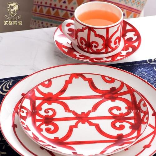 Ceramics Food Plates Western Bone Porcelain Ornaments Tableware Decorations Cups and Saucers Cookware(No spoon included)