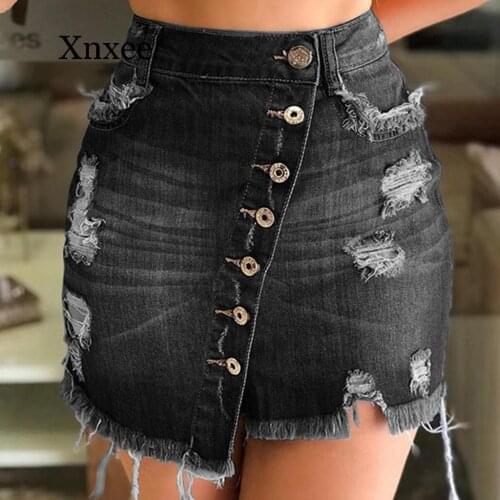 Short Summer Plus Size Shorts Womens Denim Mini Skirt Womens Blue Ripped Casual Mini Denim Distressed Bodycon Short Jean Skirt
